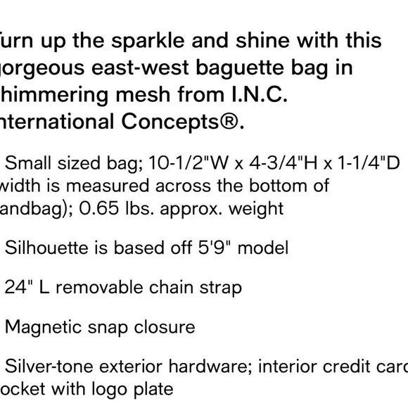 INC International Concepts Silver Crystal Evening Clutch NWOT